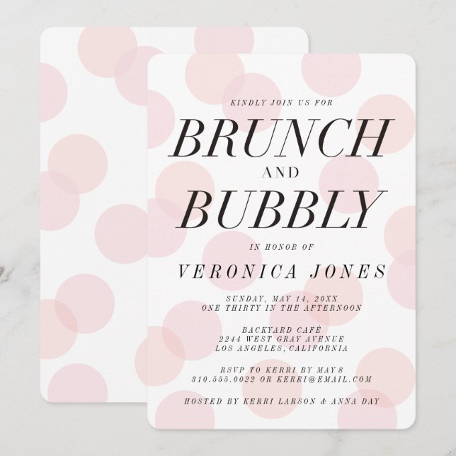 Stilvolle Brunch- und Bubbly Bridal Dusche Einladu Einladung (Vorne/Hinten)