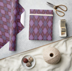 Stilvolle Burgund und Purples Raute Classic Golf Geschenkpapier