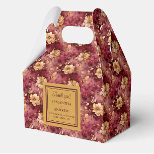 Stilvolle Burgundy Blush Gold Wedding Danke Box Geschenkschachtel