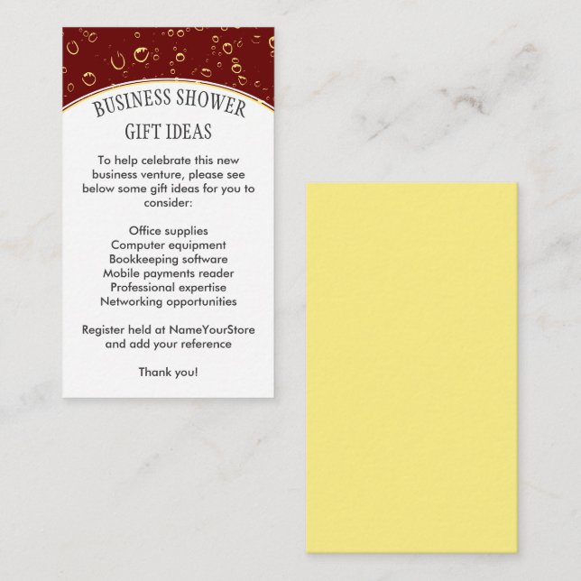 Stilvolle Burgundy BUSINESS SHOWER Begleitkarte (Vorne/Hinten)