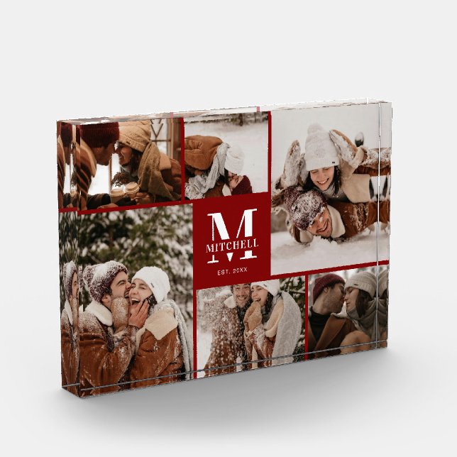 Stilvolle Burgundy Familienfotografie Collage Keep Fotoblock (Links)