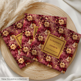 Stilvolle Burgundy Gold Wedding Reception Napkins Serviette