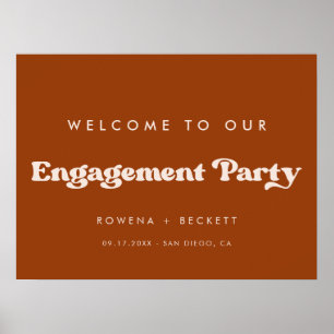 Stilvolle Burnt Orange Engagement Party willkommen Poster