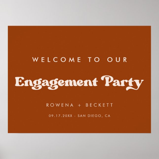 Stilvolle Burnt Orange Engagement Party willkommen Poster (Vorne)