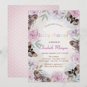 Stilvolle Butterflies Blume Dotted Baby Dusche Einladung