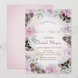 Stilvolle Butterflies Blume Dotted Baby Dusche Einladung