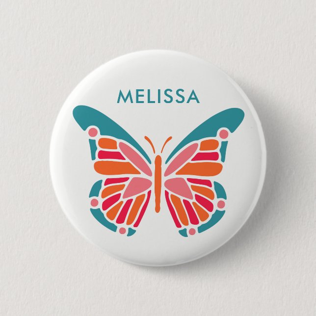 Stilvolle Butterfly-individuelle Name-Buttons Button (Vorderseite)