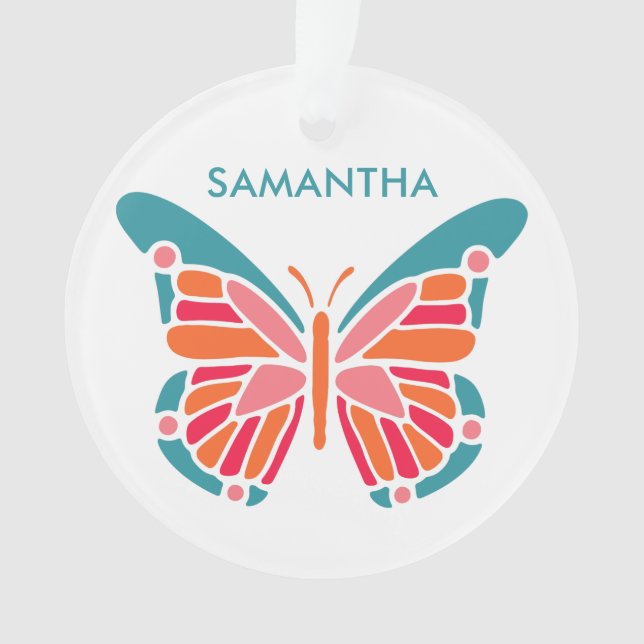 Stilvolle Butterfly-individuelle Name Ornament (Vorderseite)