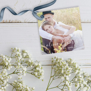 Stilvolle Calligrafy Foto Wedding Geschenkanhänger