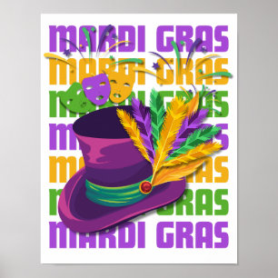 Stilvolle Capuchon-Obenhut MARDI GRAS Poster