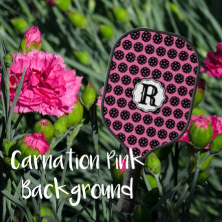 Stilvolle Carnation Pink und Black Monogram Pickleball Schläger