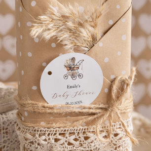 Stilvolle Carriage Blume Soft Pastel Baby Dusche Runder Aufkleber