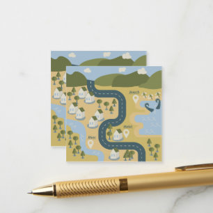 Stilvolle Cartoon Landschaft Reiseplan Begleitkarte