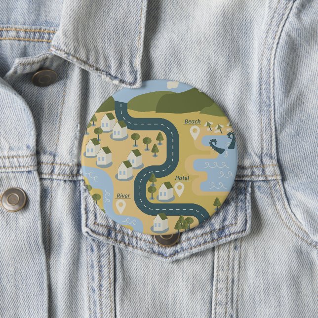 Stilvolle Cartoon Landschaft Reiseplan Button (Beispiel)