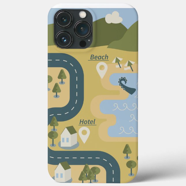 Stilvolle Cartoon Landschaft Reiseplan Case-Mate iPhone Hülle (Rückseite)