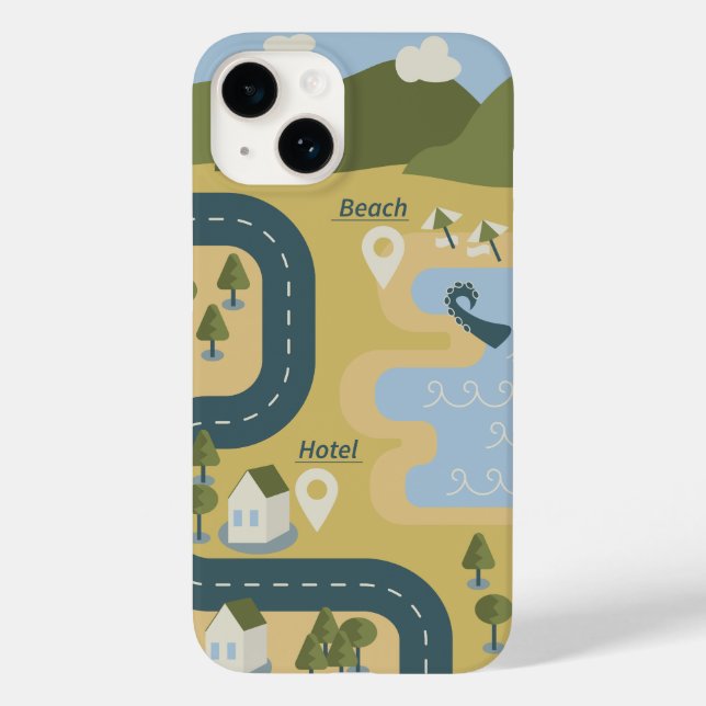 Stilvolle Cartoon Landschaft Reiseplan Case-Mate iPhone Hülle (Rückseite)