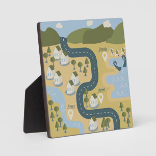Stilvolle Cartoon Landschaft Reiseplan Fotoplatte