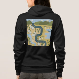 Stilvolle Cartoon Landschaft Reiseplan Hoodie