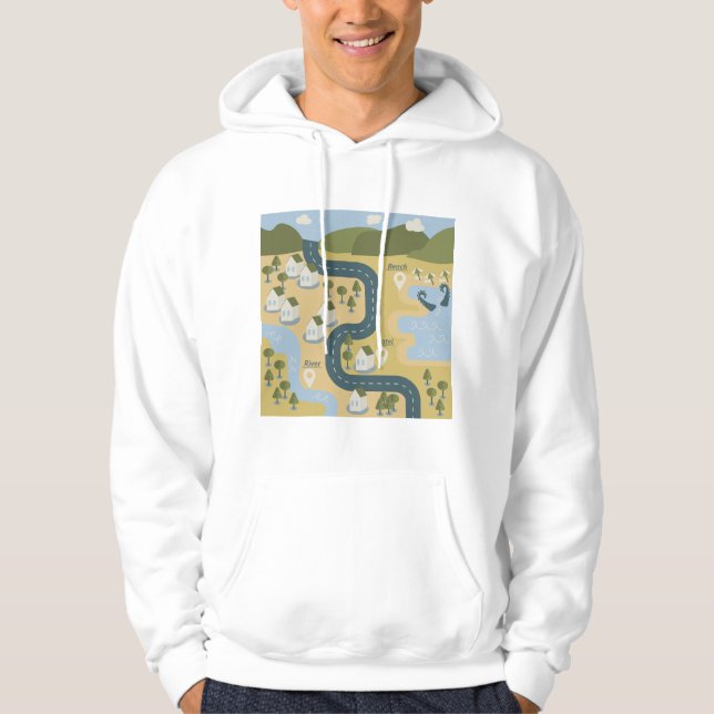 Stilvolle Cartoon Landschaft Reiseplan Hoodie (Vorderseite)
