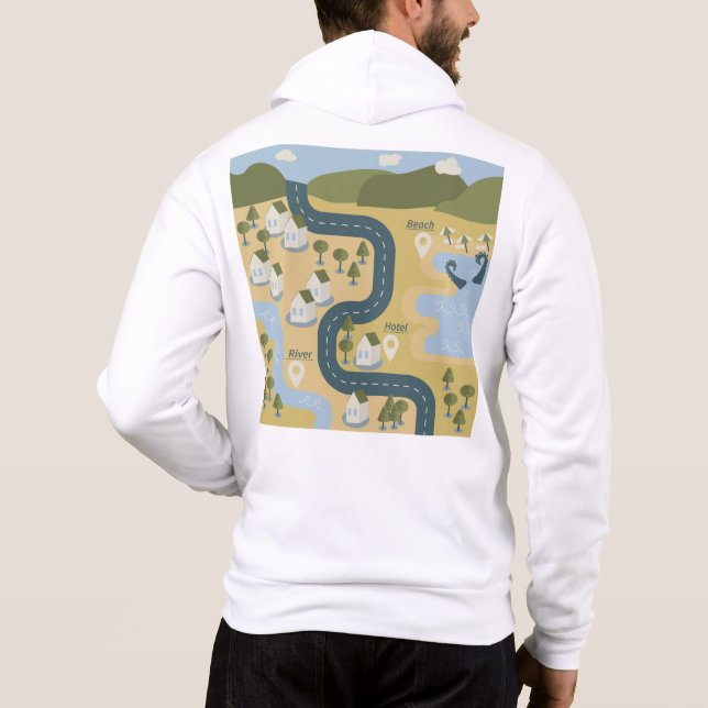 Stilvolle Cartoon Landschaft Reiseplan Hoodie (Rückseite)