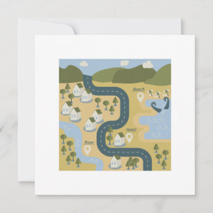 Stilvolle Cartoon Landschaft Reiseplan Karte