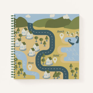 Stilvolle Cartoon Landschaft Reiseplan Notizbuch