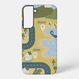Stilvolle Cartoon Landschaft Reiseplan Samsung Galaxy Hülle