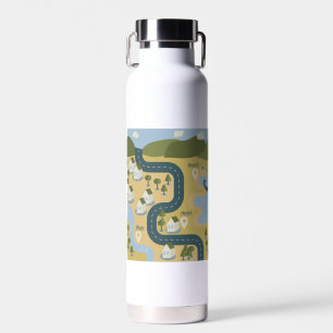 Stilvolle Cartoon Landschaft Reiseplan Trinkflasche