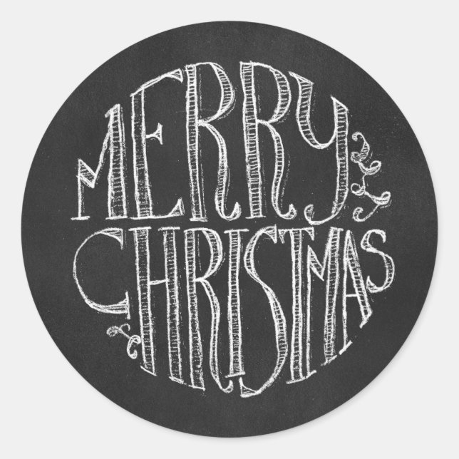 Stilvolle Chalkboard Weihnachtsaufkleber Runder Aufkleber (Vorderseite)