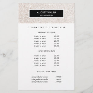 Stilvolle Champagner Rosa Salon Preise & Service Flyer
