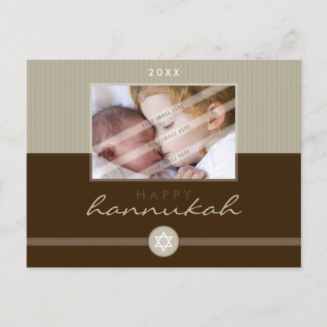 STILVOLLE CHANUKAH POSTKARTE:: stripedstitch 2L Feiertagspostkarte (Vorderseite)