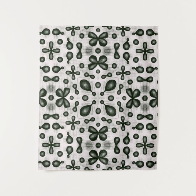 Stilvolle Chemie Muster in Schwarz und Weiß Wandteppich (Vorderseite)