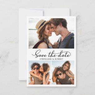 Stilvolle Chic Calligraphie 3 Foto Collage Wedding Save The Date