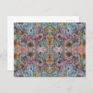 Stilvolle Chic Flower Garden Aquarellbilder Postkarte