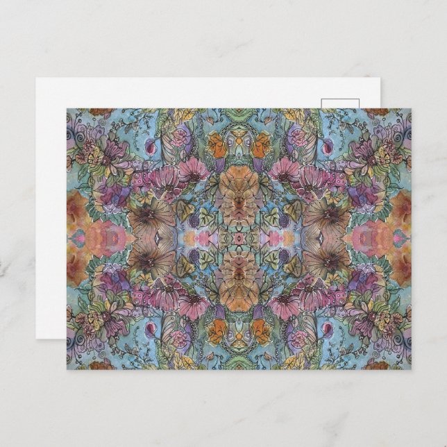 Stilvolle Chic Flower Garden Aquarellbilder Postkarte (Vorne/Hinten)