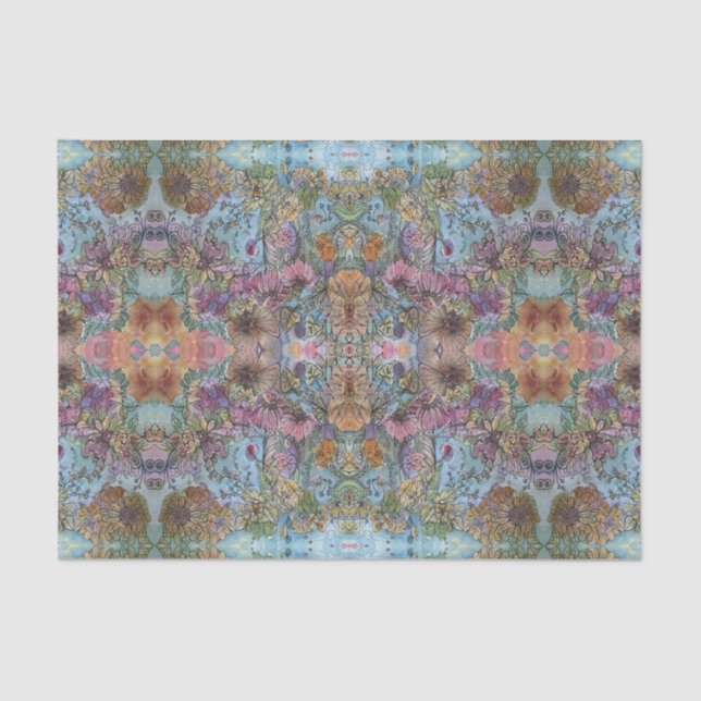 Stilvolle Chic Flower Garden Aquarellbilder Seidenpapier (Vorderseite)