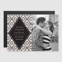 Stilvolle Chic Mod Diamond Ikat Foto Save the Date Magneteinladung