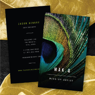 Stilvolle Chic Peacock Feather Foto Make-up Artist Visitenkarte