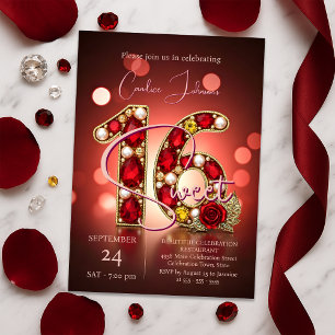Stilvolle Chic Rote Rose Gold Ruby Gemstone Sweet  Einladung