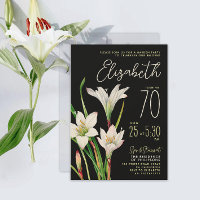 Stilvolle Chic Schwarz-weiß Lily 70. Geburtstag Fl