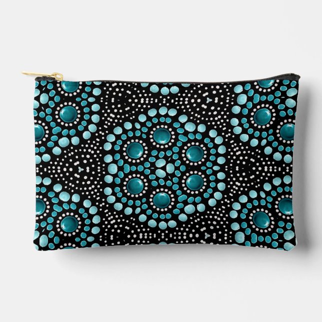 Stilvolle Chic Trendy Modern Girly Aquamarin Dot A Zubehörtasche (Vorderseite)