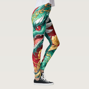 Stilvolle chinesische Drachengrafik Leggings