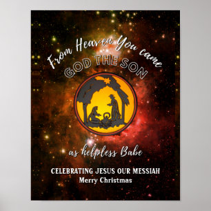 Stilvolle Christliche Krippe HELPLESS BABE Weihnac Poster