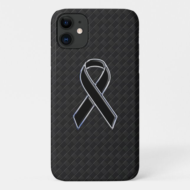 Stilvolle Chrome Black Ribbon Awareness Case-Mate iPhone Hülle (Rückseite)
