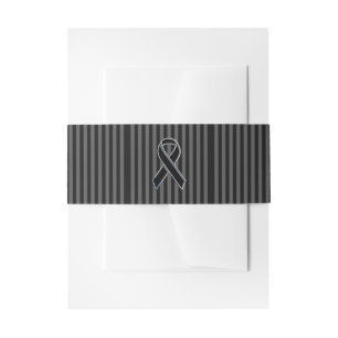 Stilvolle Chrome Black Ribbon Awareness Einladungsbanderole