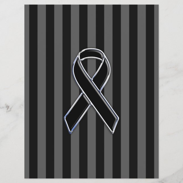 Stilvolle Chrome Black Ribbon Awareness Flyer (Vorne)