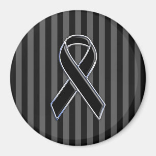 Stilvolle Chrome Black Ribbon Awareness Magnet