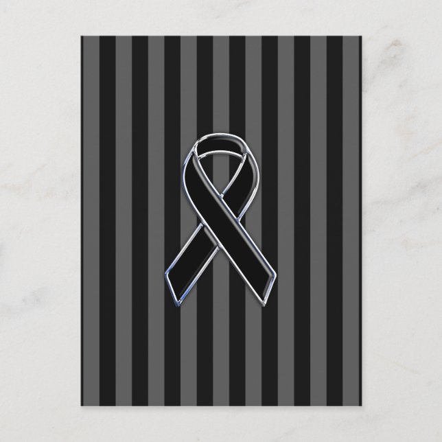 Stilvolle Chrome Black Ribbon Awareness Postkarte (Vorderseite)