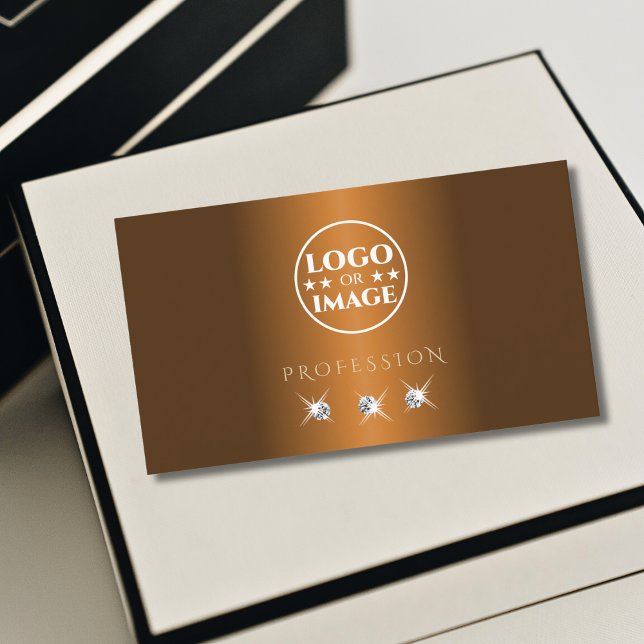 Stilvolle Cinnamon Brown Sparkle Jewels Logo hinzu Visitenkarte (Von Creator hochgeladen)