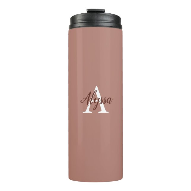Stilvolle Cinnamon Monogram Thermal Tumbler Thermosbecher (Vorderseite)